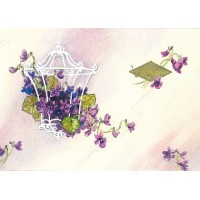 BLUMEN. - Aquarell. - Arrangement mit Veilchen. Bild 1